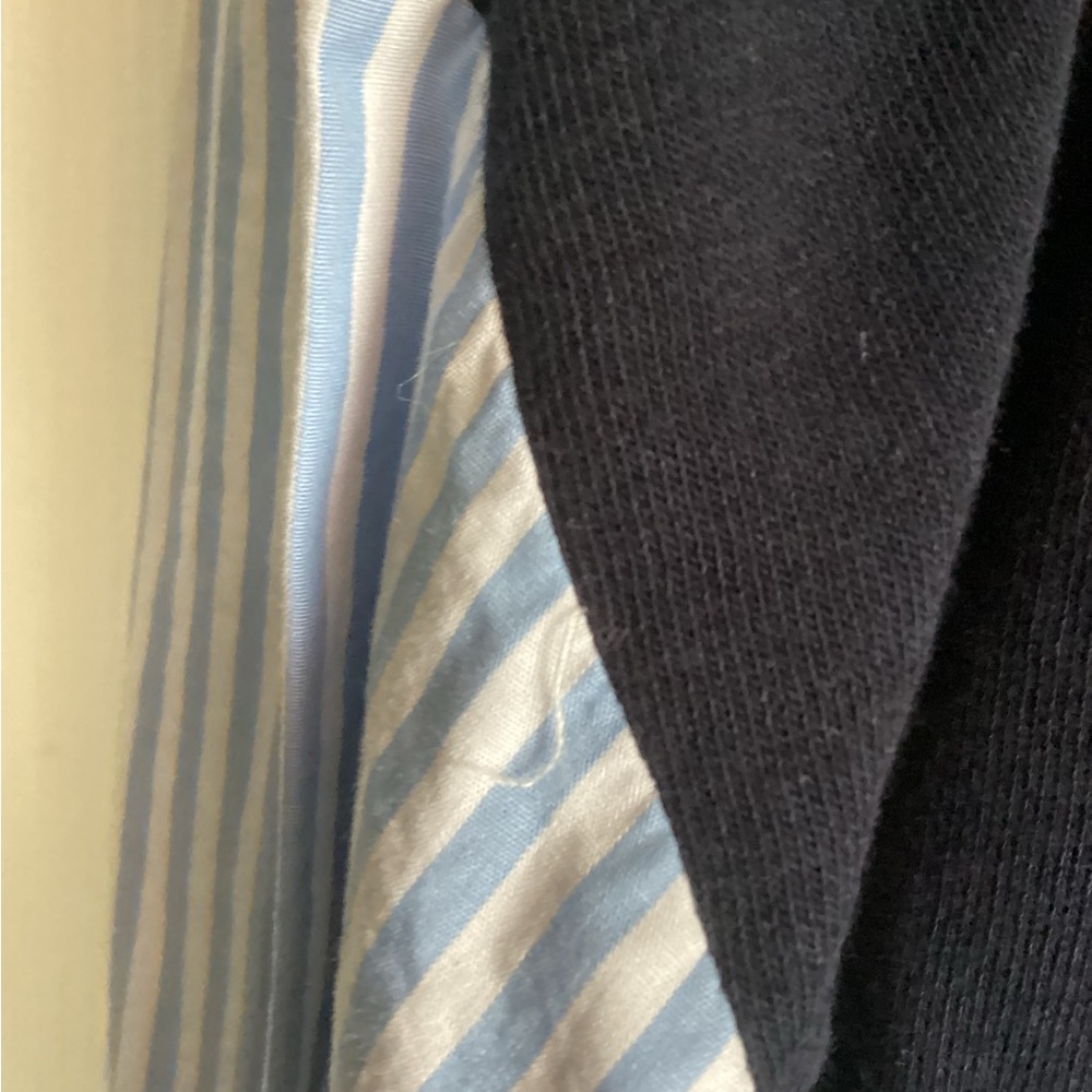 Talbots XL Navy Sweatshirt with Blue-White Striped Shirt Sleeves - Picture 3 of 6